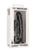 Vibrating Realistic Cock - 10" - With Scrotum - Black RealRock