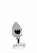 Love Heart Diamond Plug - 2.75 Inch - Silver Rich