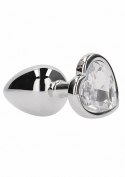 Love Heart Diamond Plug - 2.75 Inch - Silver Rich