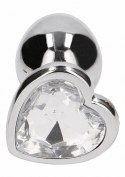 Love Heart Diamond Plug - 2.75 Inch - Silver Rich