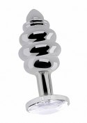 Ribbed Diamond Plug - 3.75 Inch - Silver Rich