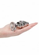 Ribbed Diamond Plug - 3.75 Inch - Silver Rich