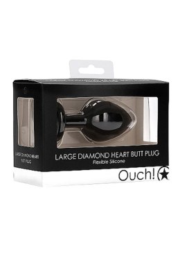 Czarny korek analny zatyczka plug z diamentem 8 cm Ouch!