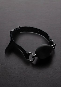 Oval Silicone Ball Gag - Black Steel