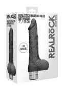 7" / 17 cm Realistic Vibrating Dildo With Balls - Black RealRock