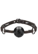 Breathable Ball Gag - With Roughend Denim Straps - Black Ouch!