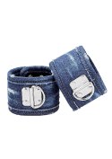 Kajdanki- Denim Ankle Cuffs - Roughend Denim Style - Blue Ouch!