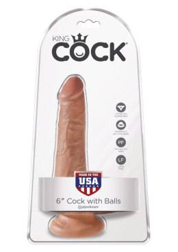 King Cock 6' Cock With Balls Caramel skin tone