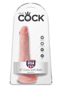 King Cock 6' Cock With Balls Light skin tone