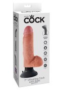 Vibrating Cock W Balls 7 Inch Light skin tone