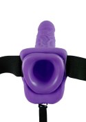 Proteza-HOLLOW STRAP-ON W BALLS 7"""""""" PURPLE