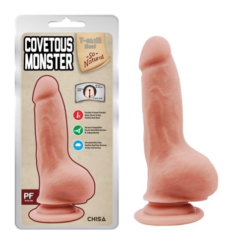 Dildo wyginane elastyczne penis z przyssawką 20cm T-skin Real