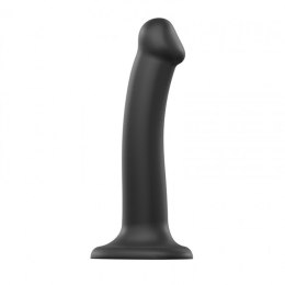 Gładkie czarne dildo miękkie z przyssawką 18 cm Strap-on-me