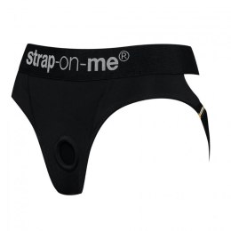 Uprząż Strapon push up czarne elastyczne stringi L Strap-on-me