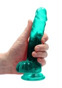 Silikonowe zielone dildo z mocną przyssawką 19 cm RealRock