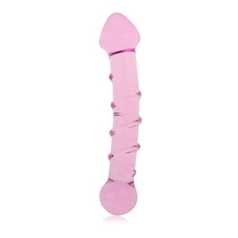 Dildo szklane różowe z wypustkami i główką 18 cm Lovetoy