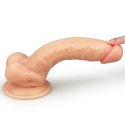 Giętki żyły penis gruby z przyssawką dildo 20 cm Lovetoy