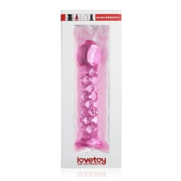 Szklane dildo z wypustkami w kolorze różowym 17cm Lovetoy