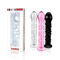 Szklane dildo z wypustkami w kolorze różowym 17cm Lovetoy