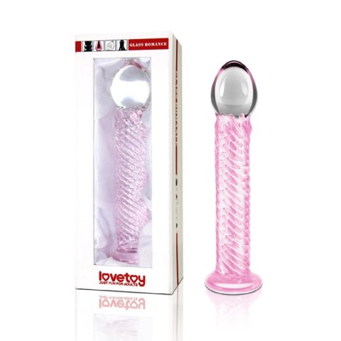 Szklane różowe dildo ze spiralną strukturą 21 cm Lovetoy