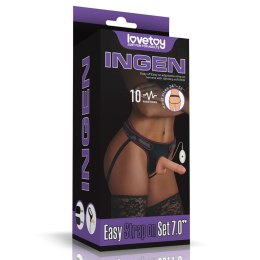 Czarny strap-on z gumowym penisem wibracje pilot Lovetoy