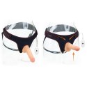 Czarny strap-on z gumowym penisem wibracje pilot Lovetoy