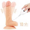 Czarny strap-on z gumowym penisem wibracje pilot Lovetoy