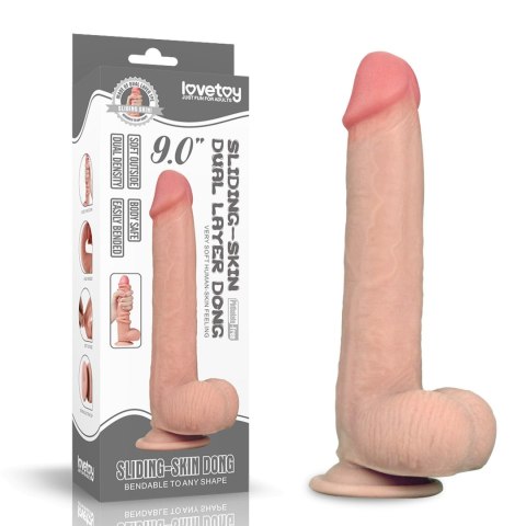 Wodoodporne dildo podwójna skóra przyssawka 23 cm Lovetoy