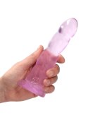 Różowe żelowe silikonowe dildo z przyssawką 18 cm RealRock