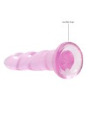 Różowe żelowe silikonowe dildo z przyssawką 18 cm RealRock