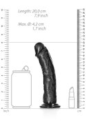 Czarne silikonowe dildo z mocną przyssawką 25 cm RealRock