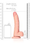 Silikonowe żylaste cieliste dildo przyssawka 23 cm RealRock