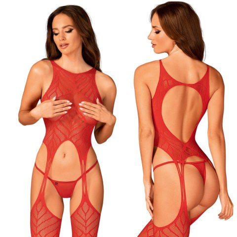 Koronkowe bodystocking erotyczny czerwone XL/XXL Obsessive