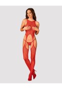 Koronkowe bodystocking erotyczny czerwone XL/XXL Obsessive