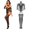 Strój erotyczny koronka bodystocking czarne S/M/L Obsessive