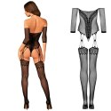 Strój erotyczny koronka bodystocking czarne S/M/L Obsessive