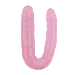 Wygięte różowe żylaste dildo sex lesbijski 22,5 cm HI-Rubber