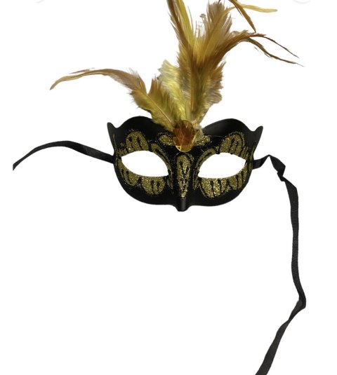 Maska wenecka BDSM przebranie fetysz sex żółta Kinky Mask