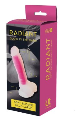 RADIANT SOFT SILICONE GLOW IN THE DARK DILDO LARGE PINK Dream Toys