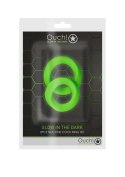 2 pcs Cock Ring Set - Glow in the Dark - Neon Green