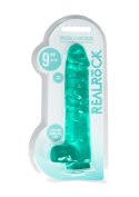 9"""" / 25 cm Realistic Dildo With Balls - Turquoise RealRock