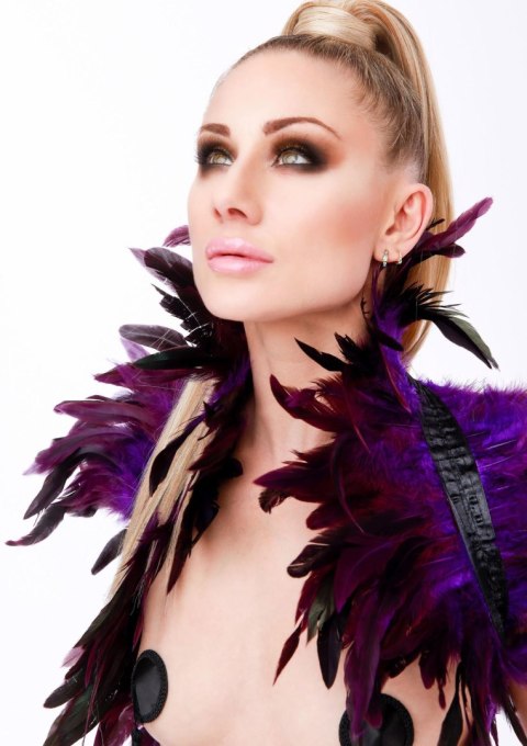 Feather Shoulder Wrap Purple