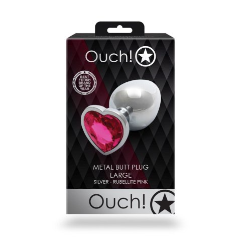 SREBRNA ZATYCZKA PLUG ANALNY KOREK METALOWY Z DIAMENTEM 9,3 CM Ouch!