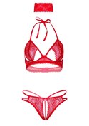 3PC Bra, Panty and Blindfold Red