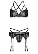 4PC Garter Lingerie Set Black