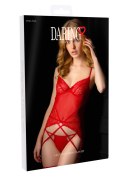 Lace and Mesh Cami Set Red