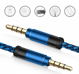 KABEL MINI JACK 3,5 MM AUX OPLOT DŁUGI MOCNY 1,5M Hurtomax