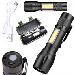 LATARKA TAKTYCZNA WOJSKOWA ZOOM Q5 COB LED USB Hurtomax