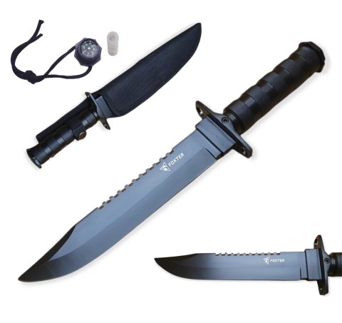 FOXTER® NÓŻ TAKTYCZNY RAMBO FINKA WOJSKOWY SURVIVAL 35CM Hurtomax