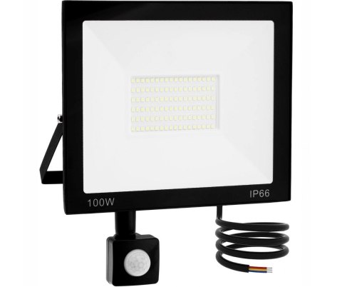 HALOGEN LAMPA Z CZUJNIKIEM RUCHU LED BIAŁY ZIMNY 100W IP66 Hurtomax